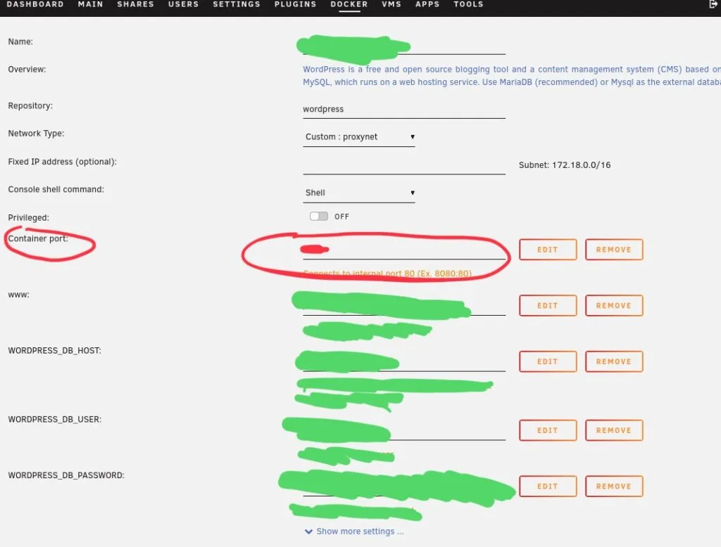 (6/8) Unraid Docker Port